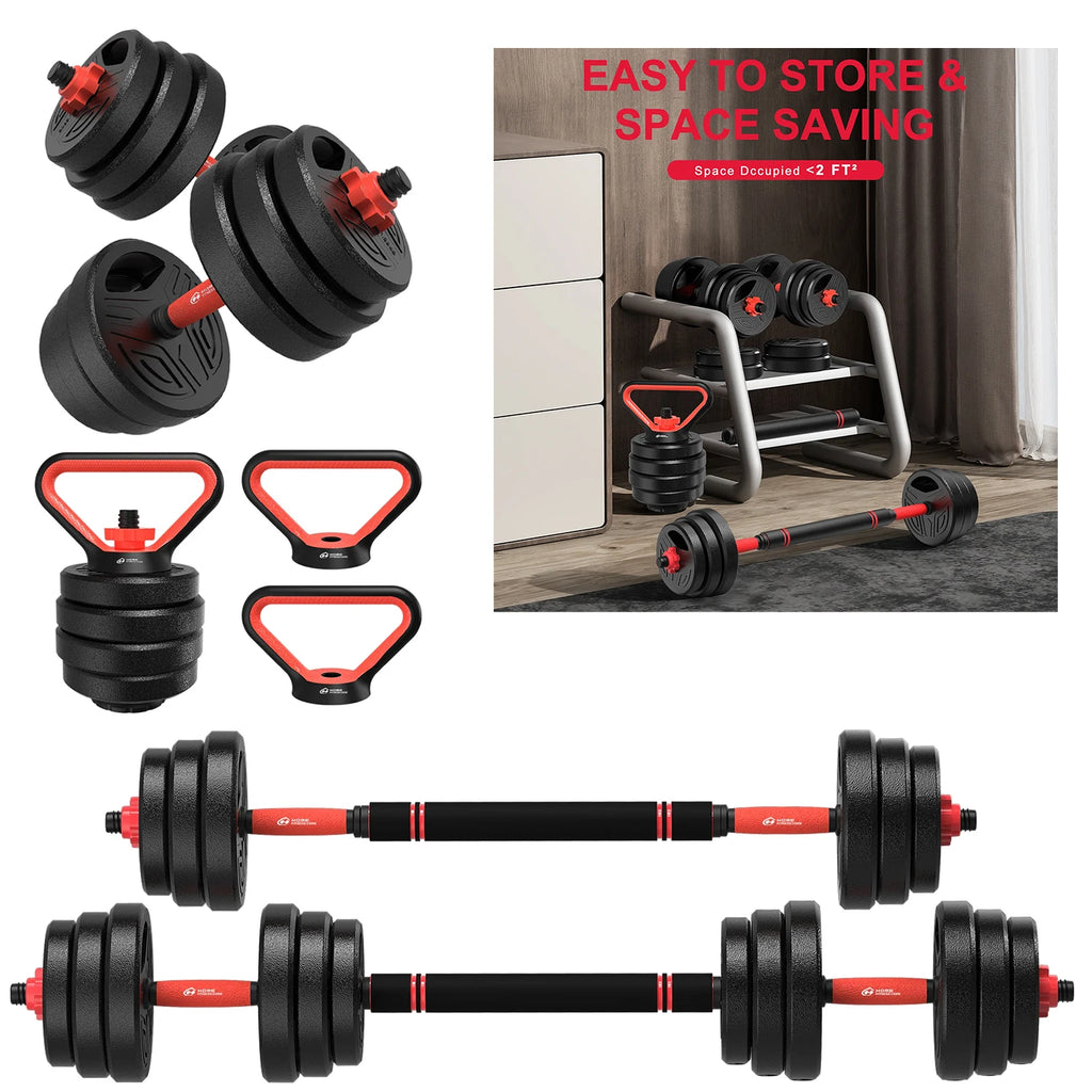 3-in-1 Adjustable Dumbbells Set 20kg – Home Gym Weights