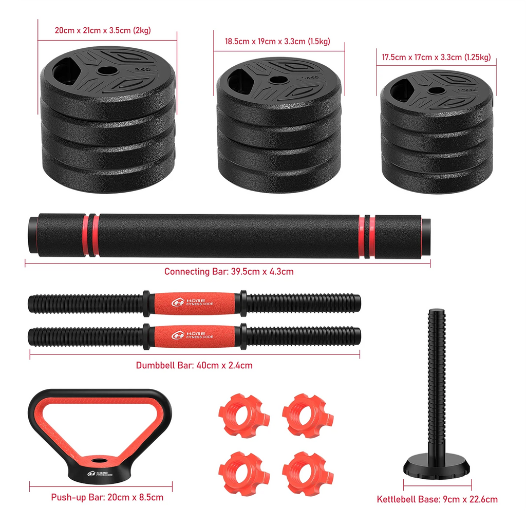 3-in-1 Adjustable Dumbbells Set 20kg – Home Gym Weights