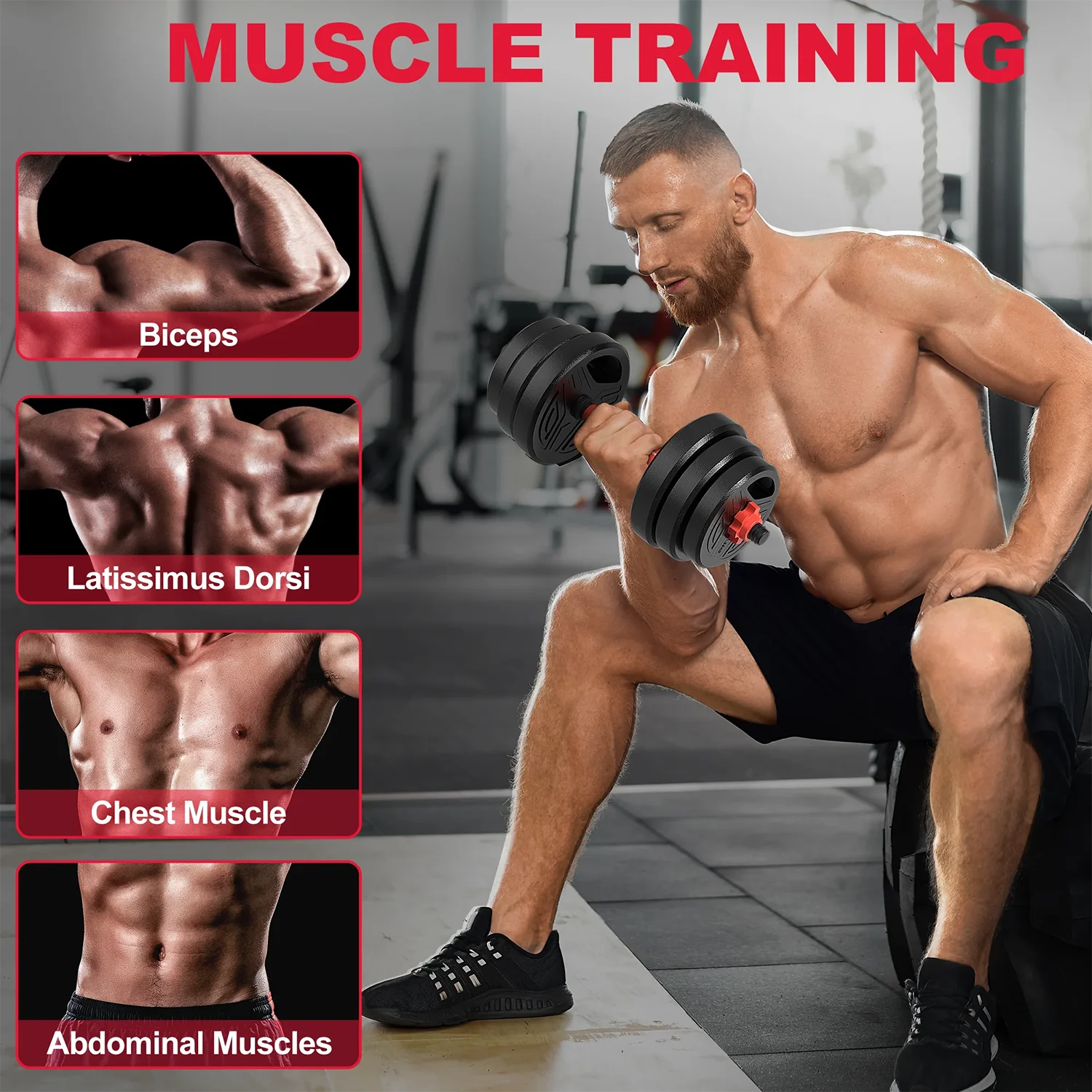 3-in-1 Adjustable Dumbbells Set 20kg – Home Gym Weights
