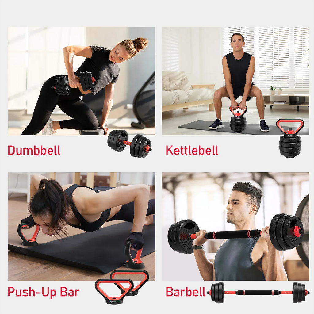 3-in-1 Adjustable Dumbbells Set 20kg – Home Gym Weights