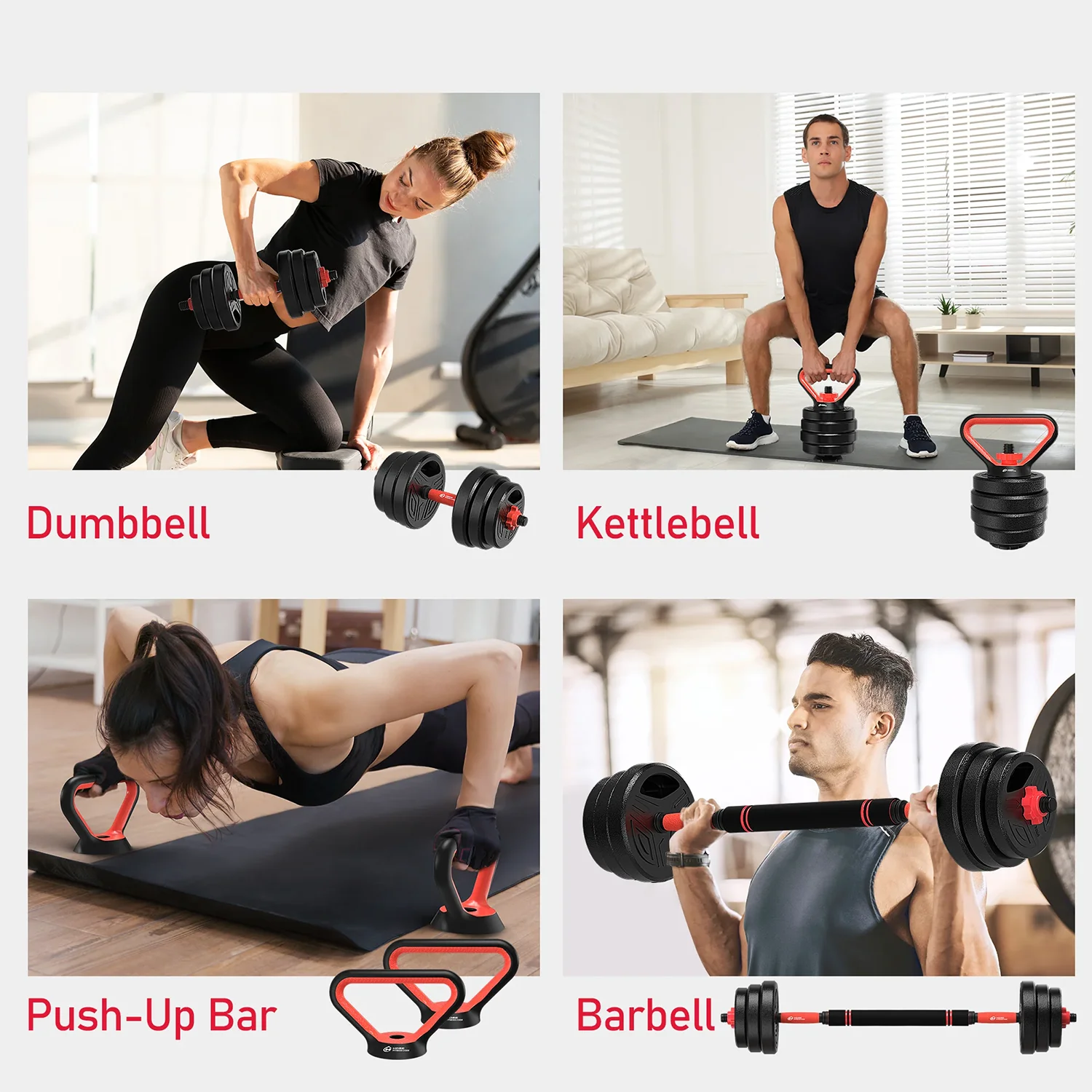 3-in-1 Adjustable Dumbbells Set 20kg – Home Gym Weights