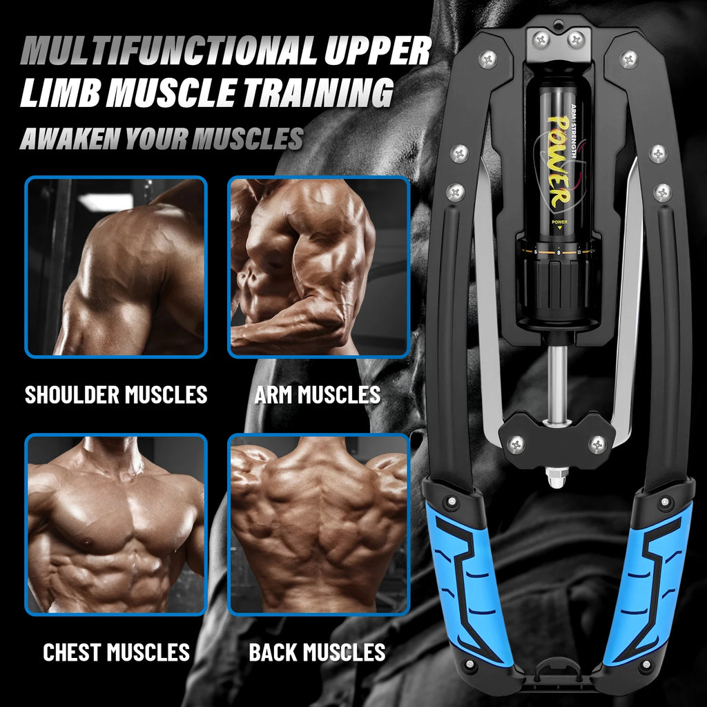 Adjustable Hydraulic Arm Strength Trainer 2-20 Level One-Press Resistance Biceps Forearm Ab Muscle Chest Expander w/Tail Lock