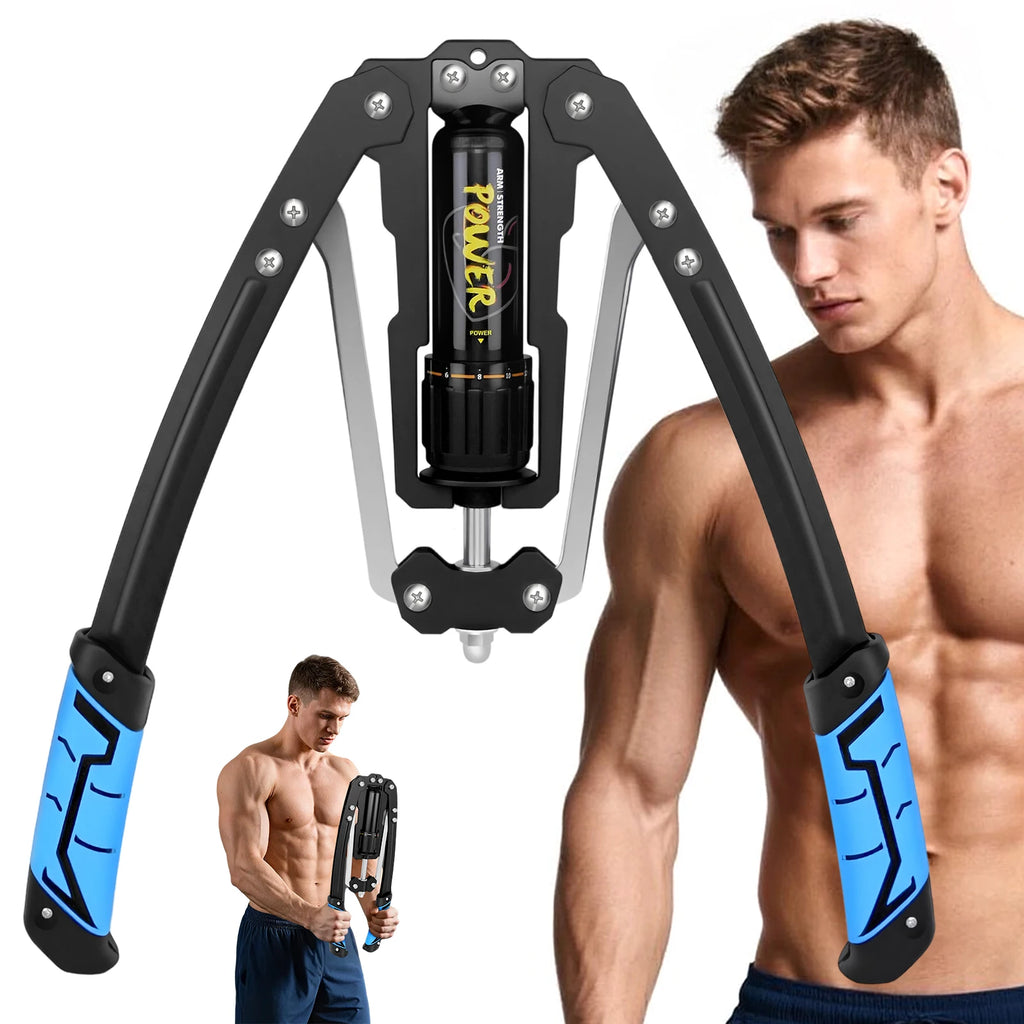 Adjustable Hydraulic Arm Strength Trainer 2-20 Level One-Press Resistance Biceps Forearm Ab Muscle Chest Expander w/Tail Lock